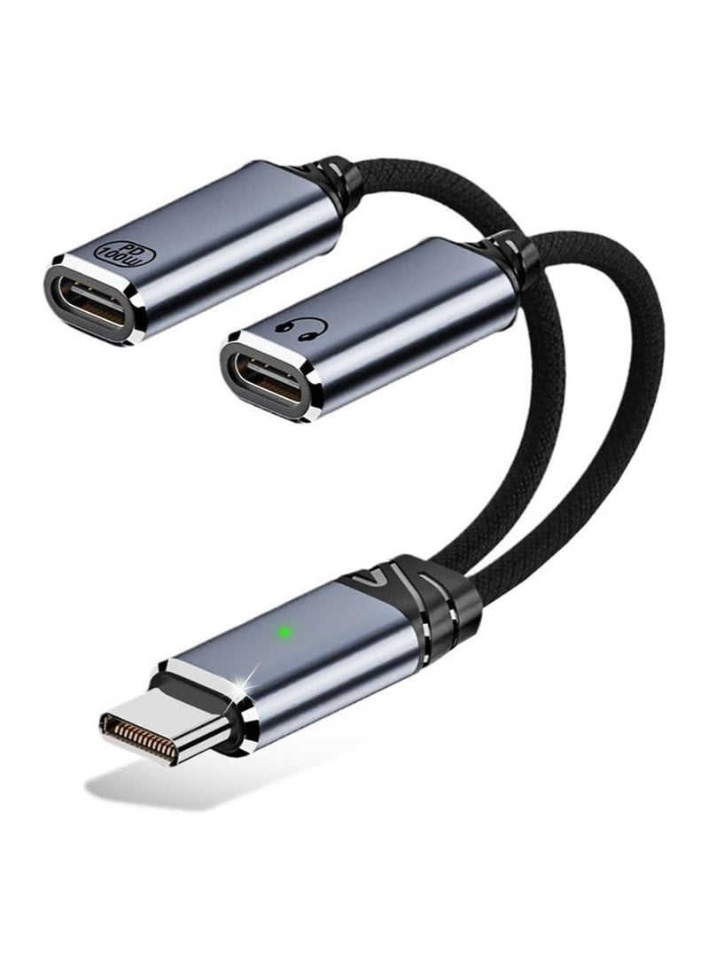 USB C Splitter Adapter – Dual USB C Headphone and Charger Audio Dongle Cable with PD 100W Fast Charging for iPhone 16/15 Series iPad MacBook Galaxy S24/S23 and More - Image 1