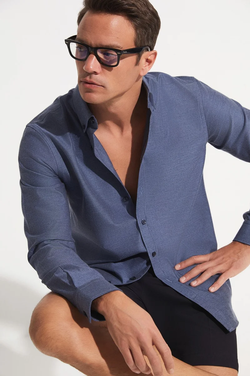 JUNE Exclusive Men's Regular Fit 100% Cotton Button-down Shirt