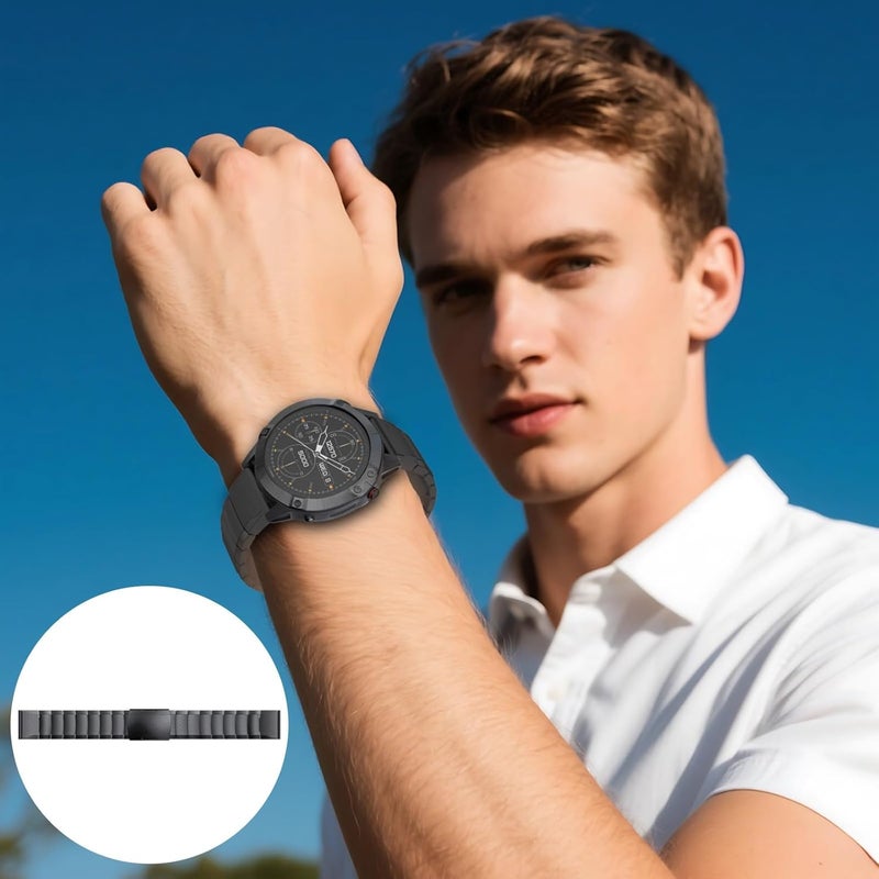 Metal Watch Strap Compatible with 5S/6S/7S, Quick Release, 0.79 in / 20 Mm, Adjustable Link, Matte Brushed - Image 3