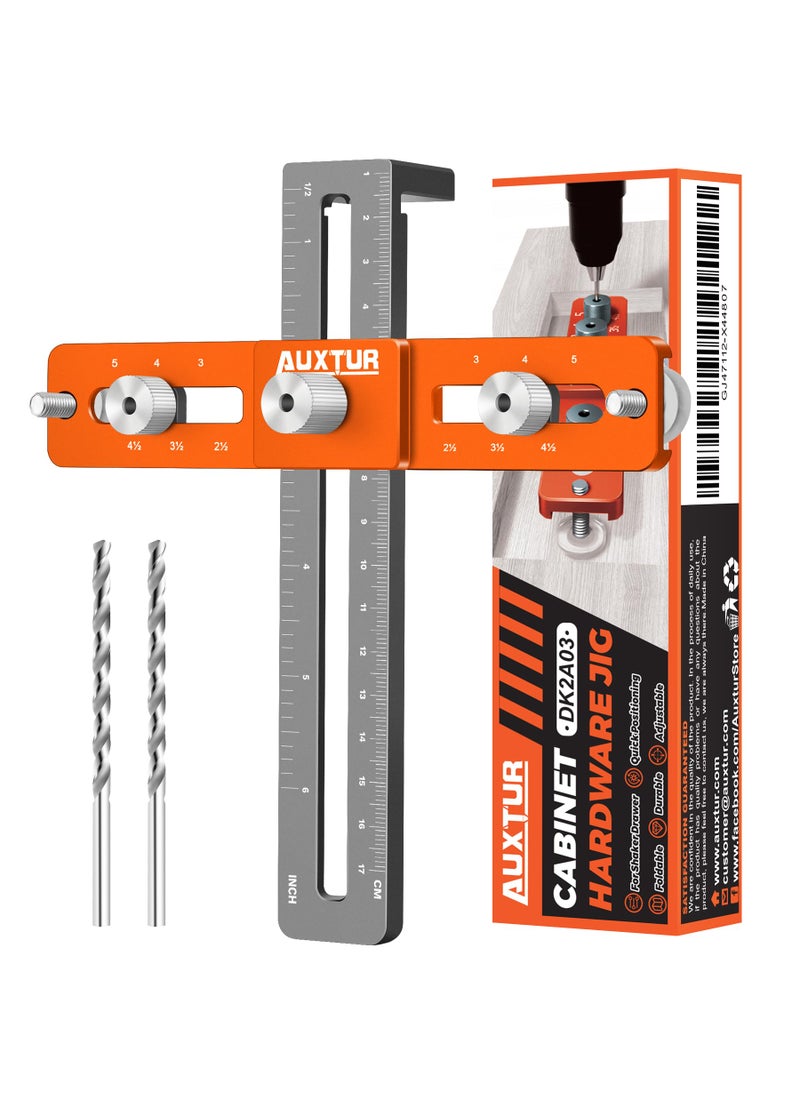 AUXTUR AUXTUR Cabinet Hardware Jig, Adjustable Cabinet Handle Template Tool with Alignment Hole, Punch Locator Drill Guide for Knobs,Handles and Pulls, Cabinet Template Tool for Drawer Cabinet Installation  - Image 1