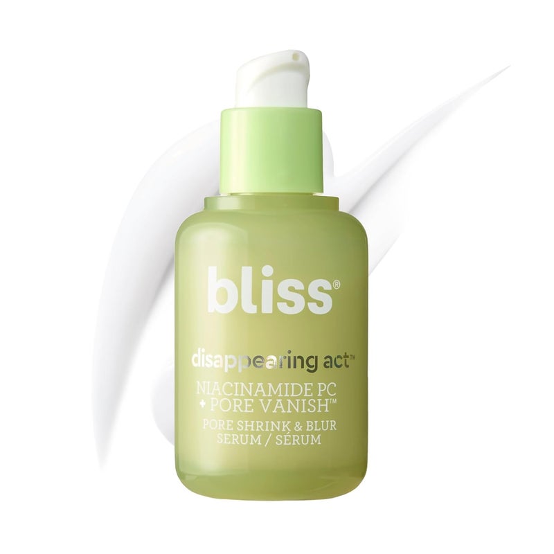 BLISS Bliss Niacinamide Disappearing Act Pore Serum  Reduces Pores  Smooths Skin  Infused with Vitamin B3  Green Tea  Dermatologist Tested  Vegan  CrueltyFree  1 Fl Oz 