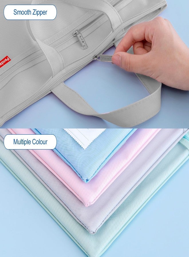 Pendancy Mesh Zipper Pouch 11x13.7 in, 2 pcs Large Double Pocket Waterproof File Bag with Handle, A4 Size Foldable Document Storage for Puzzle Project/Cross Stitch/Travel/Office（Gray Green） - Image 3