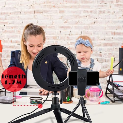 MACTREM LED Ring Light 6" with Tripod Stand for Desk YouTube Video and Makeup, Mini Camera Light with Cell Phone Holder Desktop LED Lamp with 3 Light Modes & 11 Brightness Level (6 inch) - Image 4