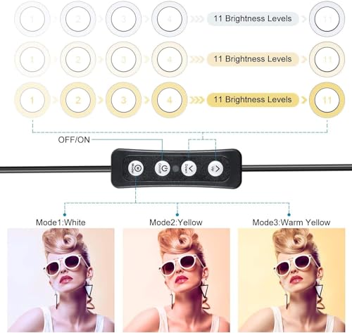 MACTREM LED Ring Light 6" with Tripod Stand for Desk YouTube Video and Makeup, Mini Camera Light with Cell Phone Holder Desktop LED Lamp with 3 Light Modes & 11 Brightness Level (6 inch) - Image 2