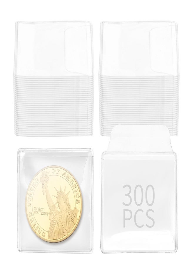 Axigundaone 300 Pack Single Pocket Coin Sleeves, Individual Clear Coin Holders Protectors, Plastic Coins Pockets for Collectors (2.2 x 2.2 Inch) - Image 1