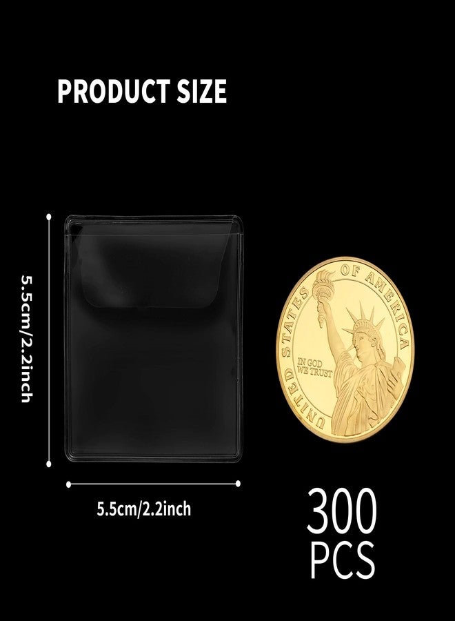 Axigundaone 300 Pack Single Pocket Coin Sleeves, Individual Clear Coin Holders Protectors, Plastic Coins Pockets for Collectors (2.2 x 2.2 Inch) - Image 2