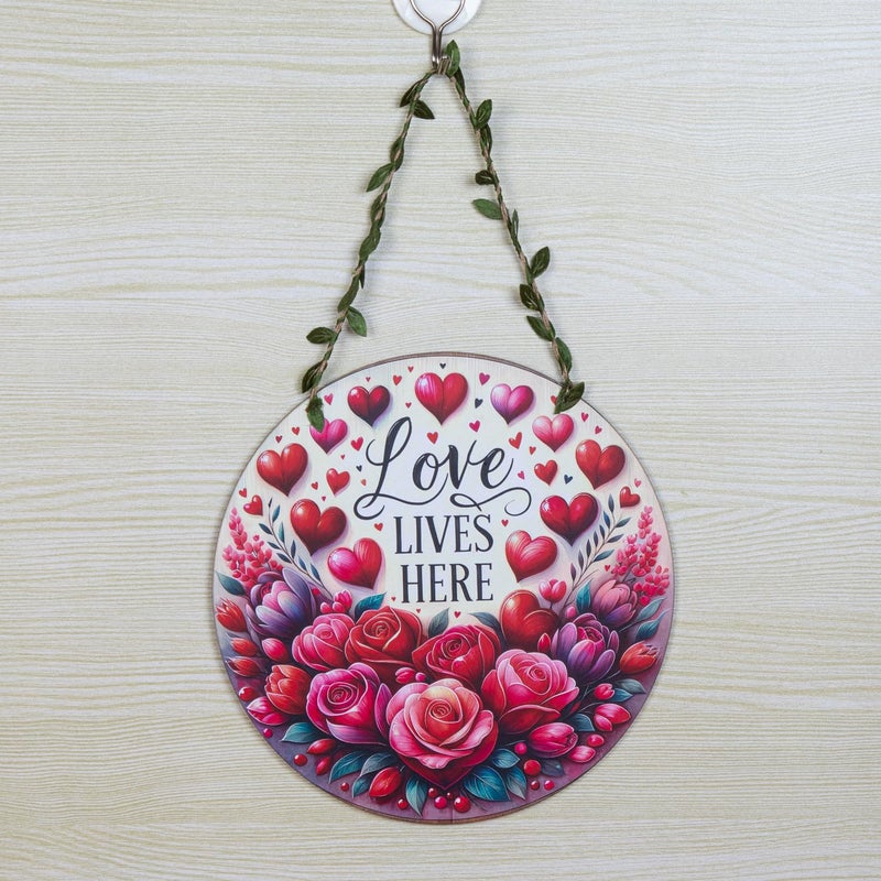 Kaameri Bazaar Love Lives Here Wall Hanging for Home Decor | Living Room Decoration | Valentine Decor Items for Girlfriend Boyfriend Husband Wife | Couple Gifts - Image 2