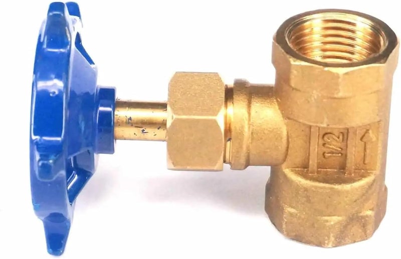 Brass Needle Valve, 1/2" BSP Female Thread Equal Straight Brass Needle Valve Blue Handle,Adjustable flow control - Image 1