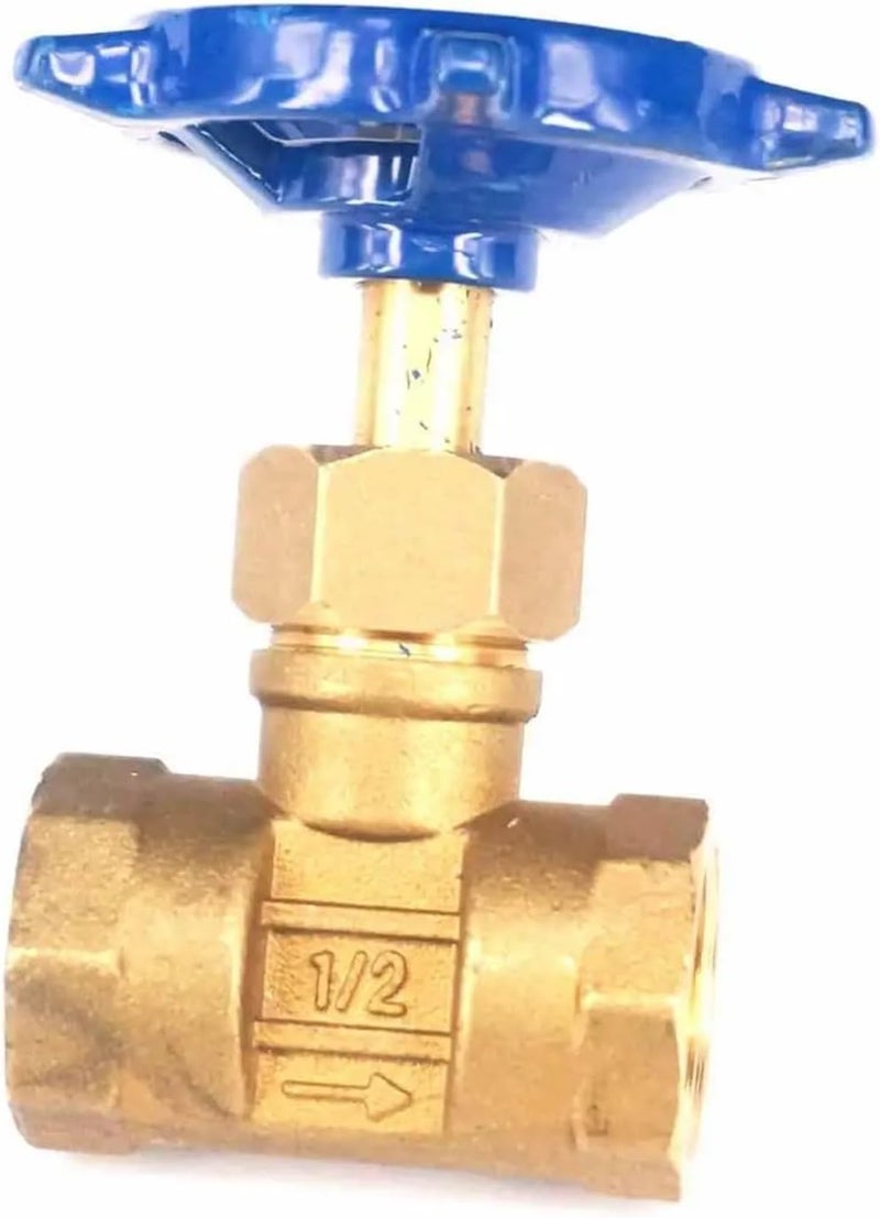 Brass Needle Valve, 1/2" BSP Female Thread Equal Straight Brass Needle Valve Blue Handle,Adjustable flow control - Image 2