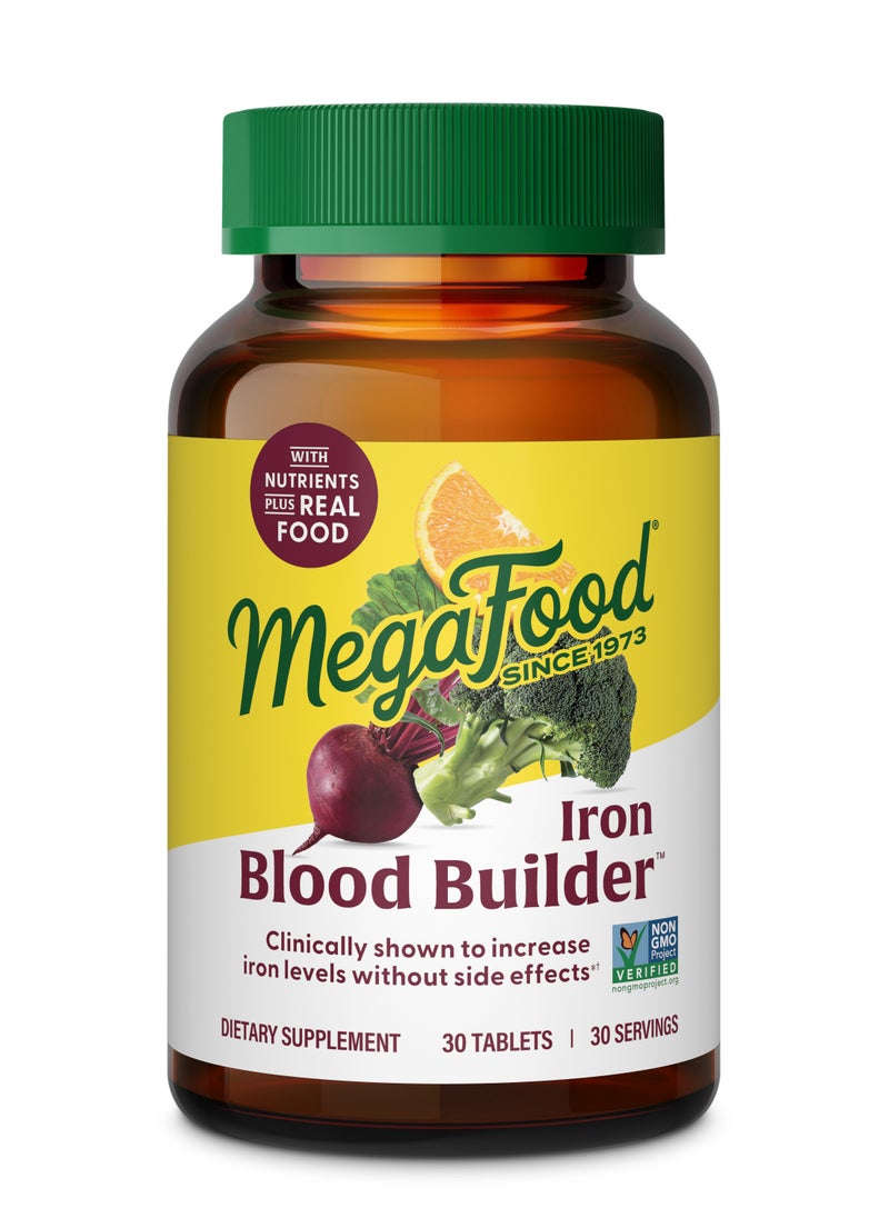 MegaFood MegaFood Blood Builder -Clinically Shown to increase iron levels without side effects - Dietary supplement - 30 Tabs 30 Servings  - Image 1
