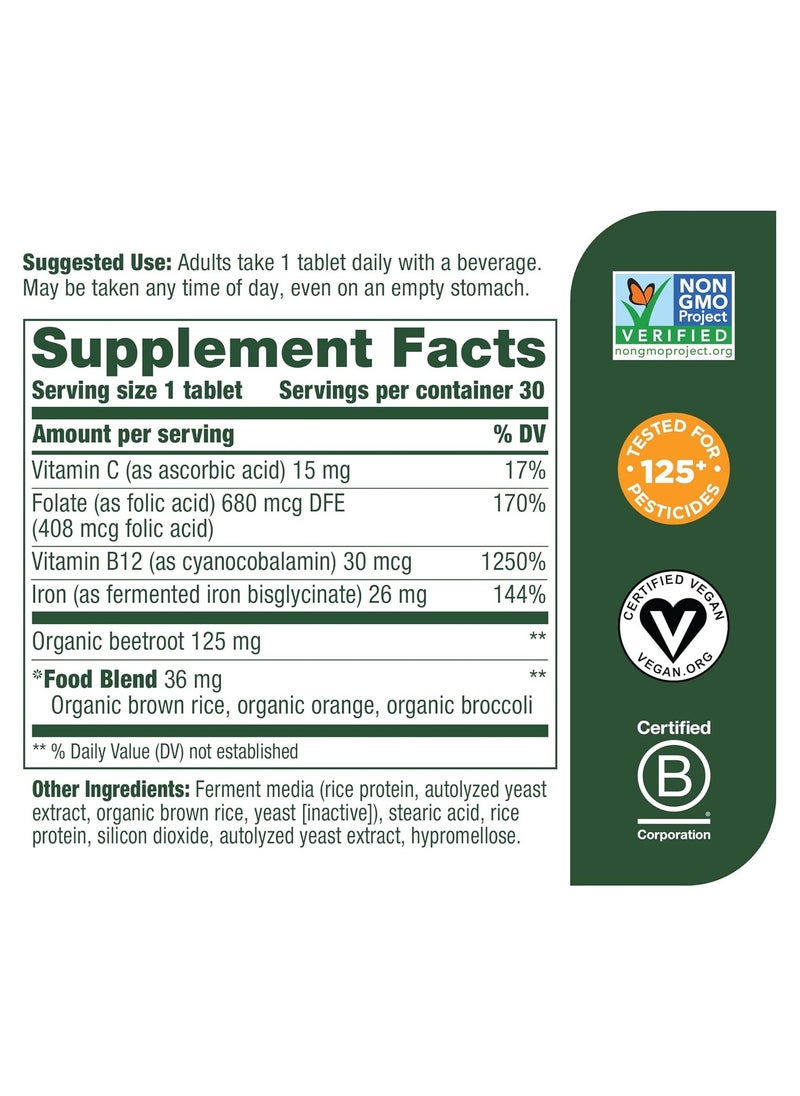 MegaFood MegaFood Blood Builder -Clinically Shown to increase iron levels without side effects - Dietary supplement - 30 Tabs 30 Servings  - Image 5