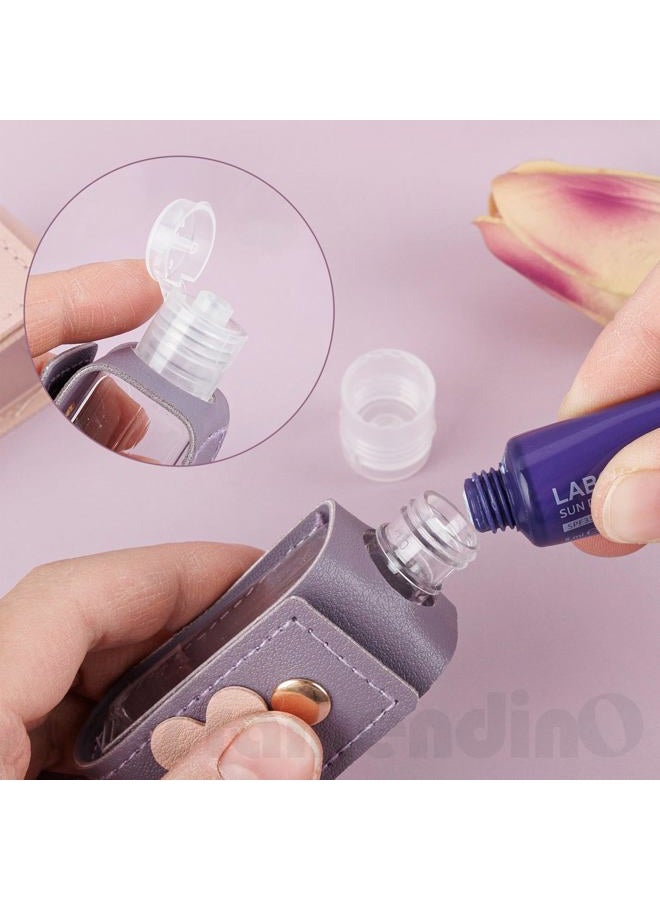 Framendino , 4 Pack Empty Bottles Keychain 30ml Small Squeeze Dispenser Leather Holder Refillable Lotion Case for Travel - Image 4