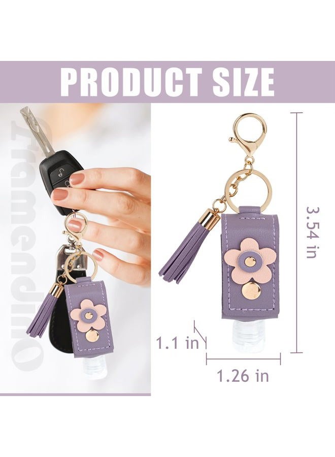 Framendino , 4 Pack Empty Bottles Keychain 30ml Small Squeeze Dispenser Leather Holder Refillable Lotion Case for Travel - Image 2