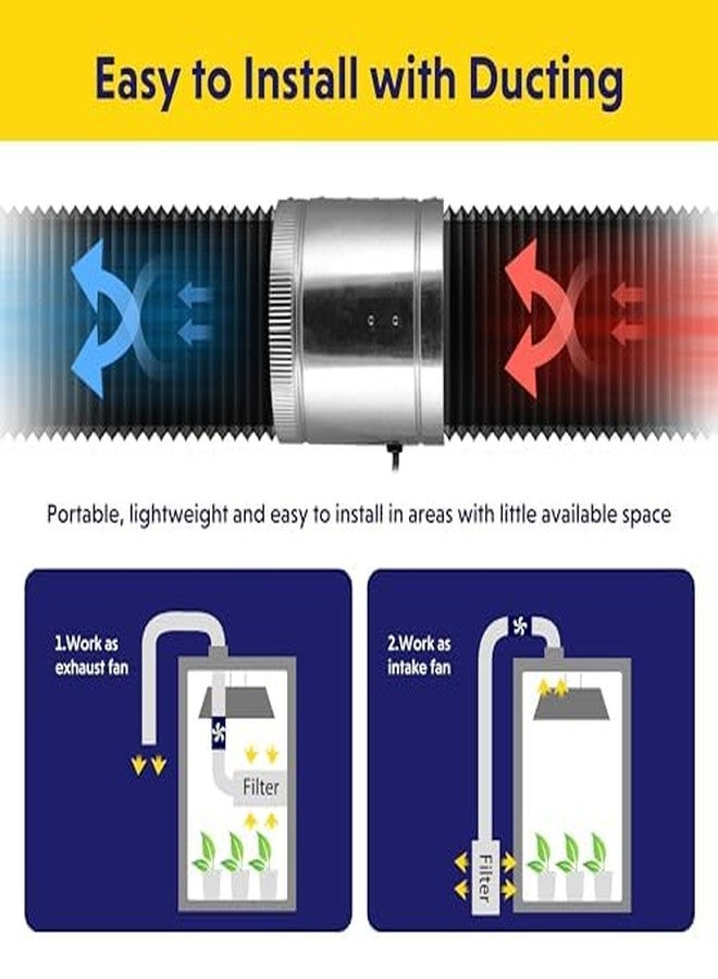 iPower 8 Inch Inline Booster Duct Fan 420 CFM HVAC Exhaust Ventilation Blower with Low Noise for Grow Tent, Basements, Bathrooms, Kitchens and Attics - Image 5