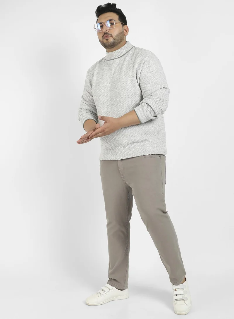 انستافاب بلس سترة صوفية محبوكة باللون البيج للرجال