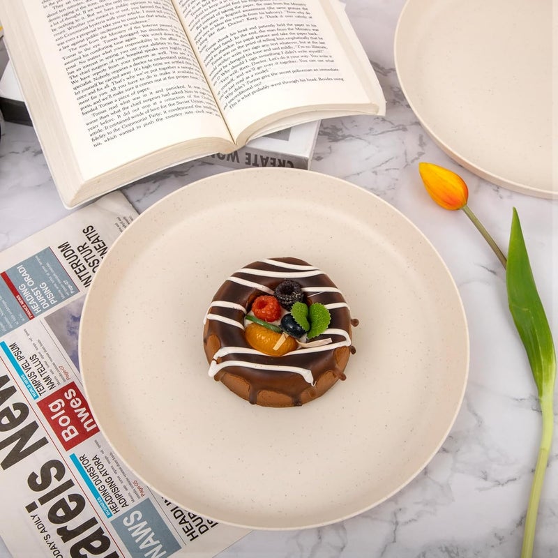 ejonirinjonir EI 18pcs Beige Wheat Straw PlatesUnbreakable Reusable Plastic PlatesMelamine Plate for CampingPicnincFamily Dinnerwheat straw Dinnerware Sets - Image 3