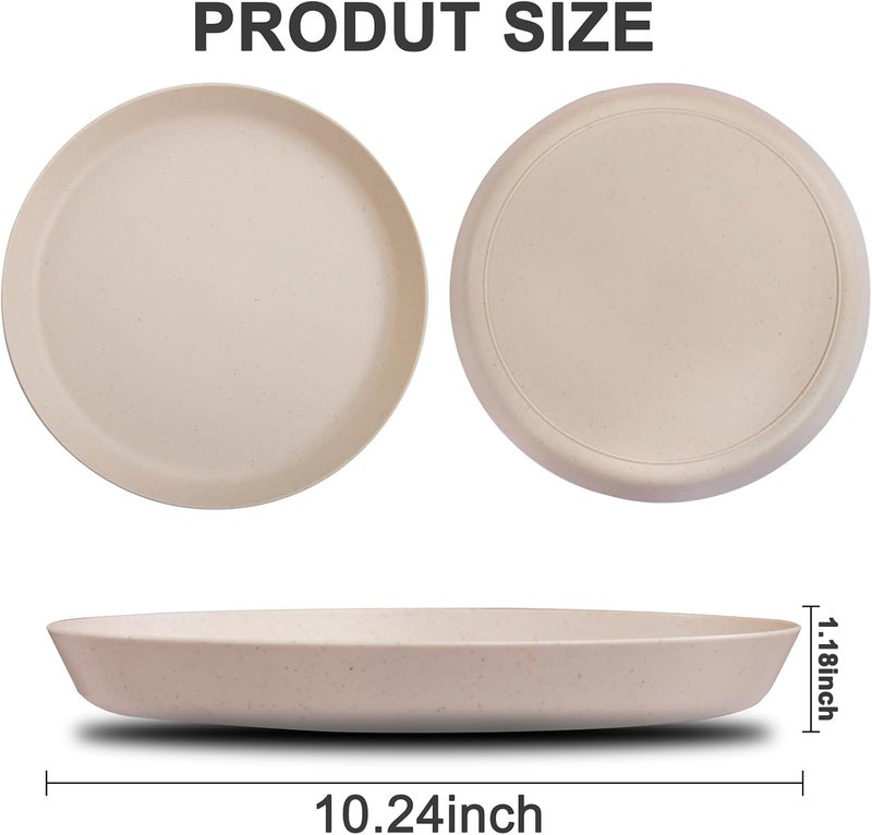 ejonirinjonir EI 18pcs Beige Wheat Straw PlatesUnbreakable Reusable Plastic PlatesMelamine Plate for CampingPicnincFamily Dinnerwheat straw Dinnerware Sets - Image 2