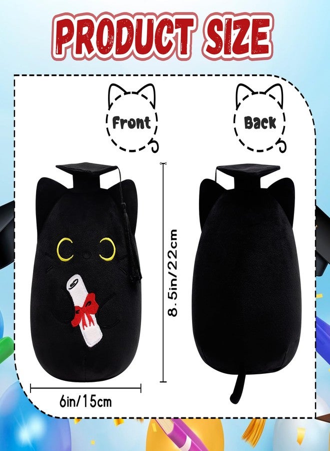 JIZWPOOM Cat Stuffed Animals Black Cat Plush,Cat Graduation Plush Black Cat Plushie, Graduation Cat Plush Toy Stuffed Animal Cat for Girls Boys Graduation Party Graduation Gift - Image 2