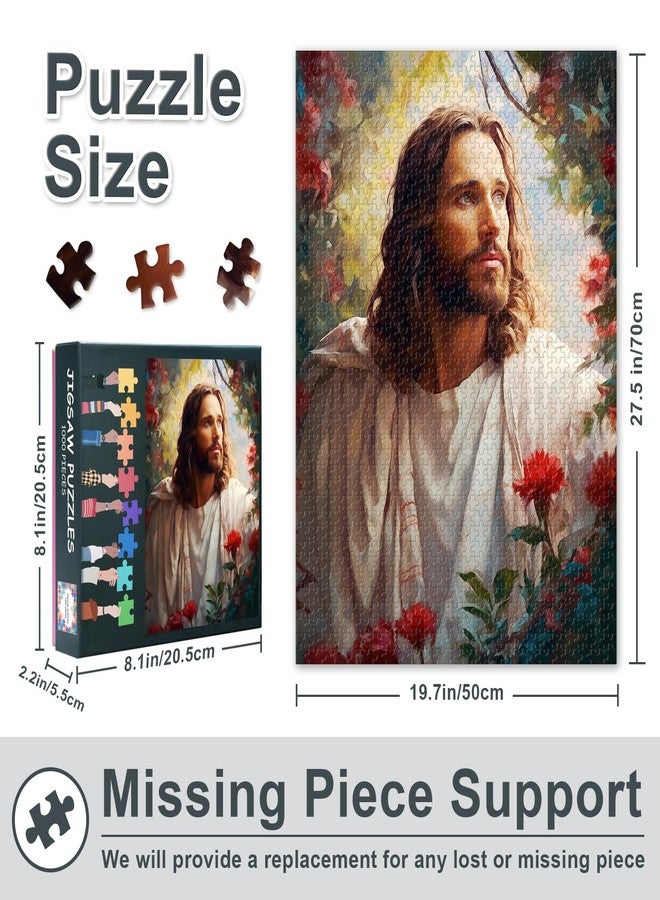 Rebotipy Jigsaw Puzzles 1000 Pieces for Adults, Jesus Christ Holy Cross Jigsaw Puzzles, Flowers Puzzles for Adult 1000 Pieces, Jesus Christ Puzzles, Impossible Puzzle for Adults 20X27 INCH - Image 2
