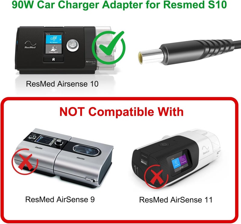 KFD 90W 12V-24V Car Power Supply Charger for Resmed S10 Series Airsense 10 Air Sense S10 AirCurve 10 Series CPAP and BiPAP Machines 90W Resmed S10 370001 R270-7468 Car Charge. ger DC Adaptor - Image 2