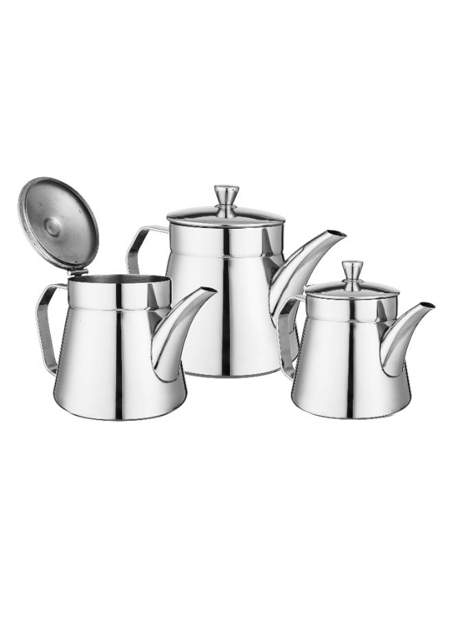 المرحومي طقم أباريق شاي استيل فاخر – 3 قطع (0.7 لتر + 0.9 لتر + 1.2 لتر) - Image 3