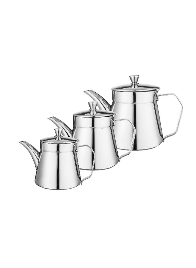المرحومي طقم أباريق شاي استيل فاخر – 3 قطع (0.7 لتر + 0.9 لتر + 1.2 لتر) - Image 4