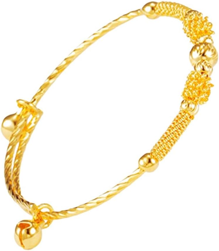 Kugoa loyoe jewelry 24k Yellow Gold Plated Baby's Bracelet Adjustable Children's Bangle(2pcs/lot) - Image 5