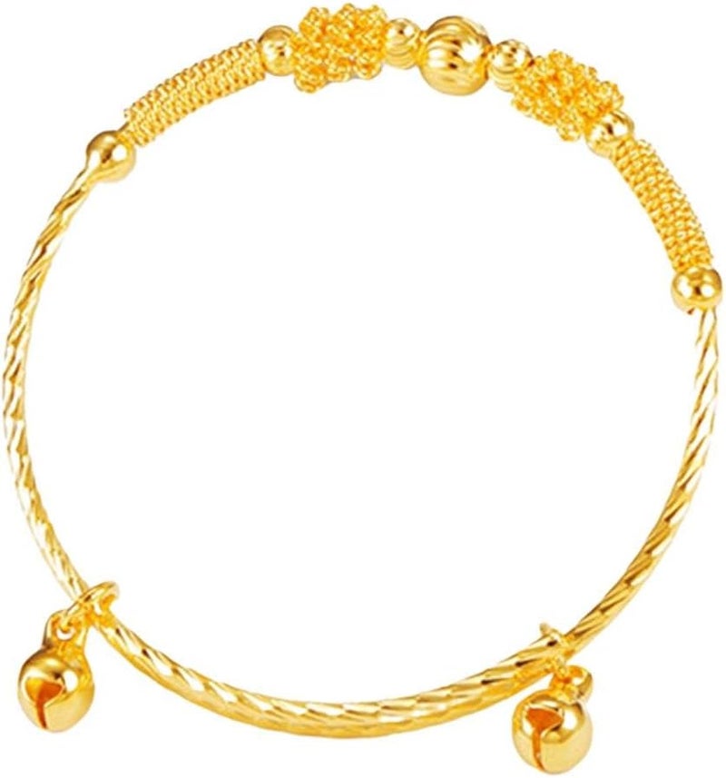 Kugoa loyoe jewelry 24k Yellow Gold Plated Baby's Bracelet Adjustable Children's Bangle(2pcs/lot) - Image 3