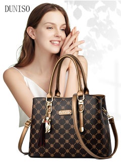Women Handbags and Purse Tote Bags for Ladies with Tassel Pendant Fashionable Satchel Shoulder Bag Retro Top Handle Zip Top for Working Traveling Party Daypack