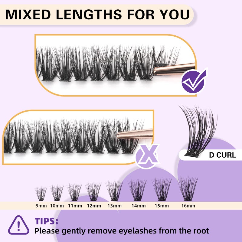 B&qaugen Lash Clusters Individual Lashes Lash 280 PCS Eyelash Clusters False Eyelash 45D Lash Extension Fluffy Natural Cluster Eyelash Extensions DIY Eyelash Extensions at Home (45D-0.07C,9-16MIX) - Image 4