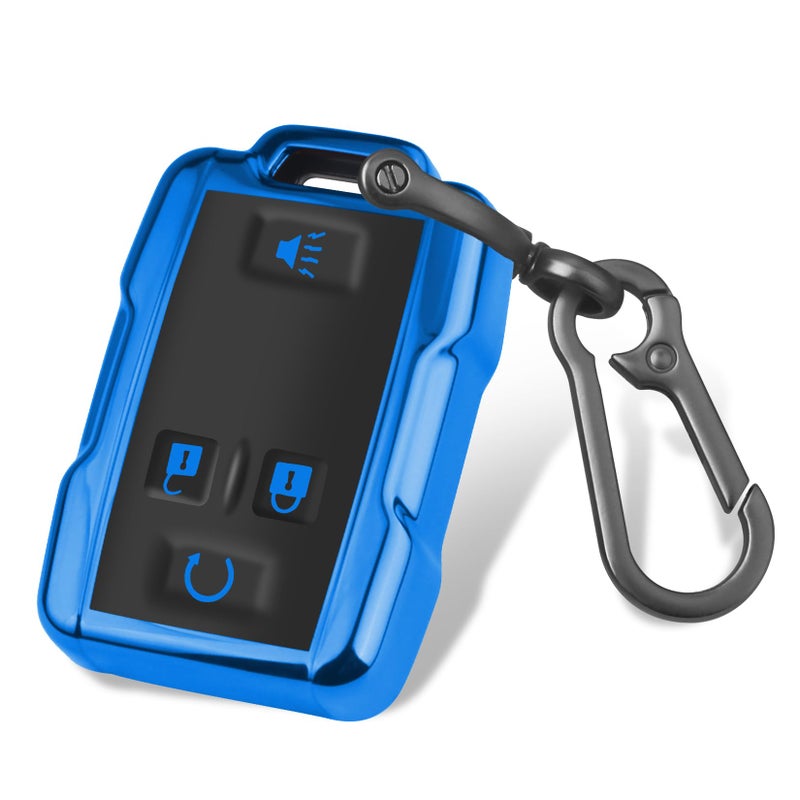 QBUC for Chevy Key Fob Cover with Keychain Soft TPU Key Shell Compatible with Chevy Colorado Silverado Suburban Tahoe GMC Sierra Yukon Canyon (B:Blue) - Image 1