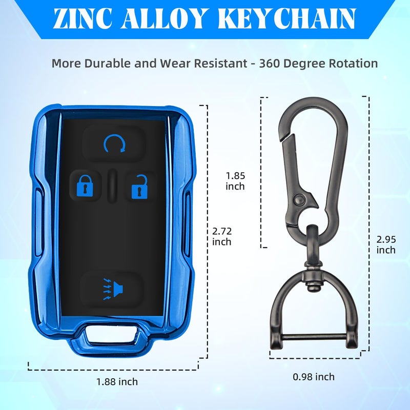 QBUC for Chevy Key Fob Cover with Keychain Soft TPU Key Shell Compatible with Chevy Colorado Silverado Suburban Tahoe GMC Sierra Yukon Canyon (B:Blue) - Image 5
