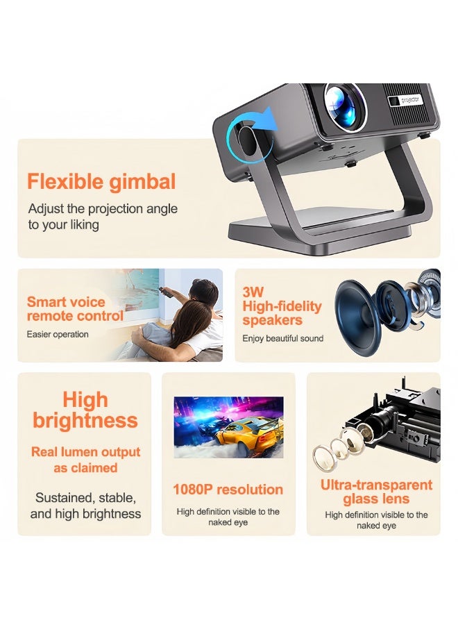 FlashHawk Projector 4K Home Cinema - 700 ANSI Native 1080P Mini Portable Smart Android OS Projectors with WiFi 6 And Bluetooth 5 For Outdoor Movie, Auto Focus and Keystone, 3D Stereo Sound - Image 2