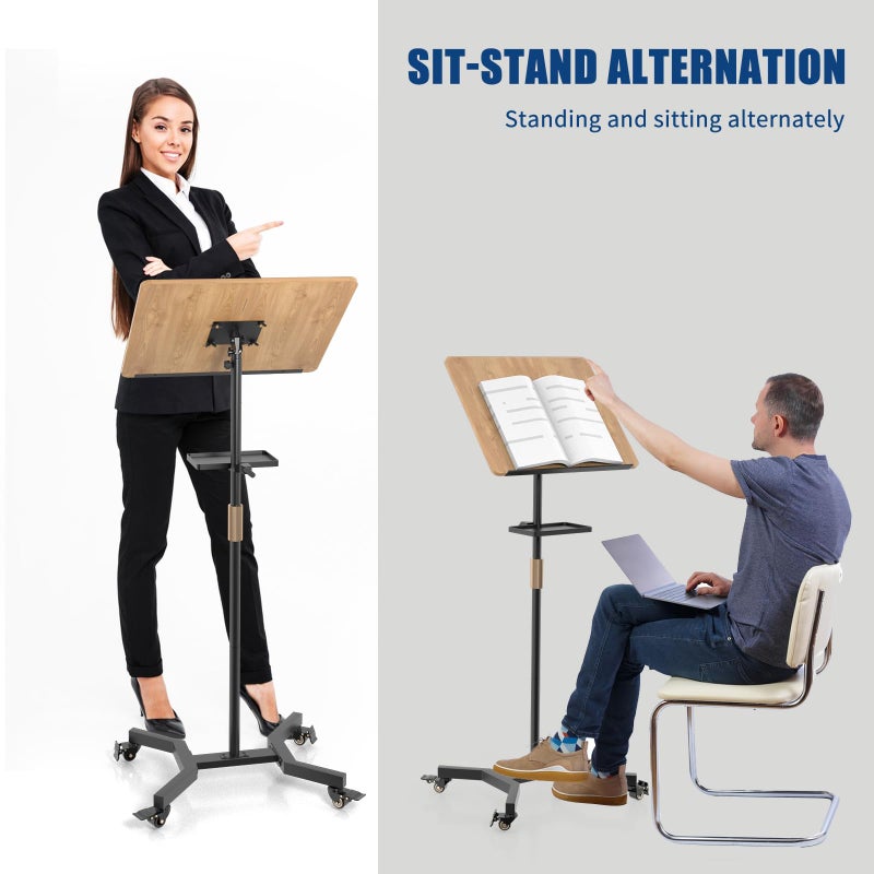 ZHOOGE Lectern Podium Stand with Storage Platform, Height Adjustable Steady Standing Design Teacher Speaker Lecture Classroom Presentation Stand for Speech, Lecture, Church, Reading or Laptop Desk - Image 5