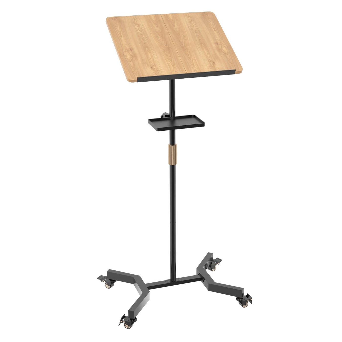 Lectern Podium Stand with Storage Platform, Height Adjustable Steady Standing Design Teacher Speaker Lecture Classroom Presentation Stand for Speech, Lecture, Church, Reading or Laptop Desk