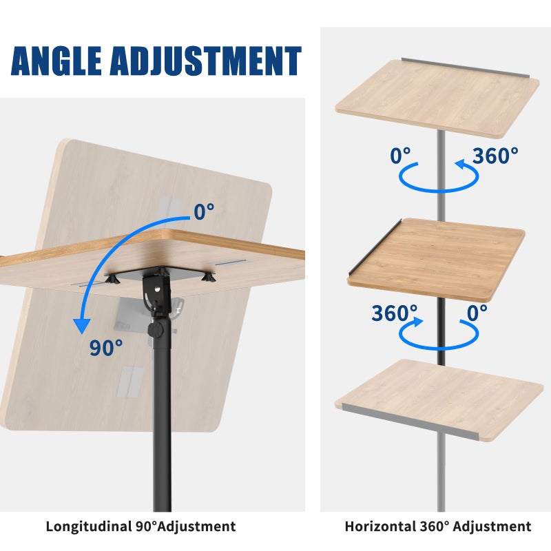 ZHOOGE Lectern Podium Stand with Storage Platform, Height Adjustable Steady Standing Design Teacher Speaker Lecture Classroom Presentation Stand for Speech, Lecture, Church, Reading or Laptop Desk - Image 3