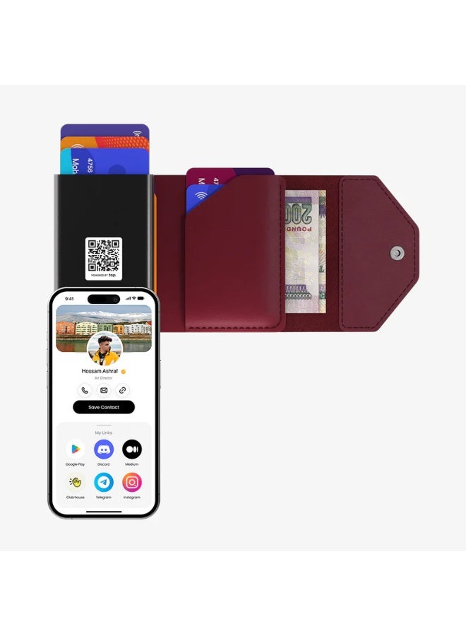 Hitch Wallet Natural genuine leather BlockFold - The Professional's Choice -Burgundy - Image 3