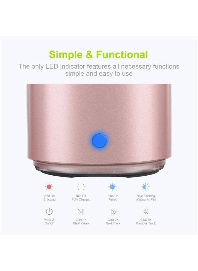 A106 Portable Mini Bluetooth Speaker, Enhanced Bass and High Definition Sound, Portable Design, for iPhone, iPad,Nexus,Laptops and More (Rosegold)
