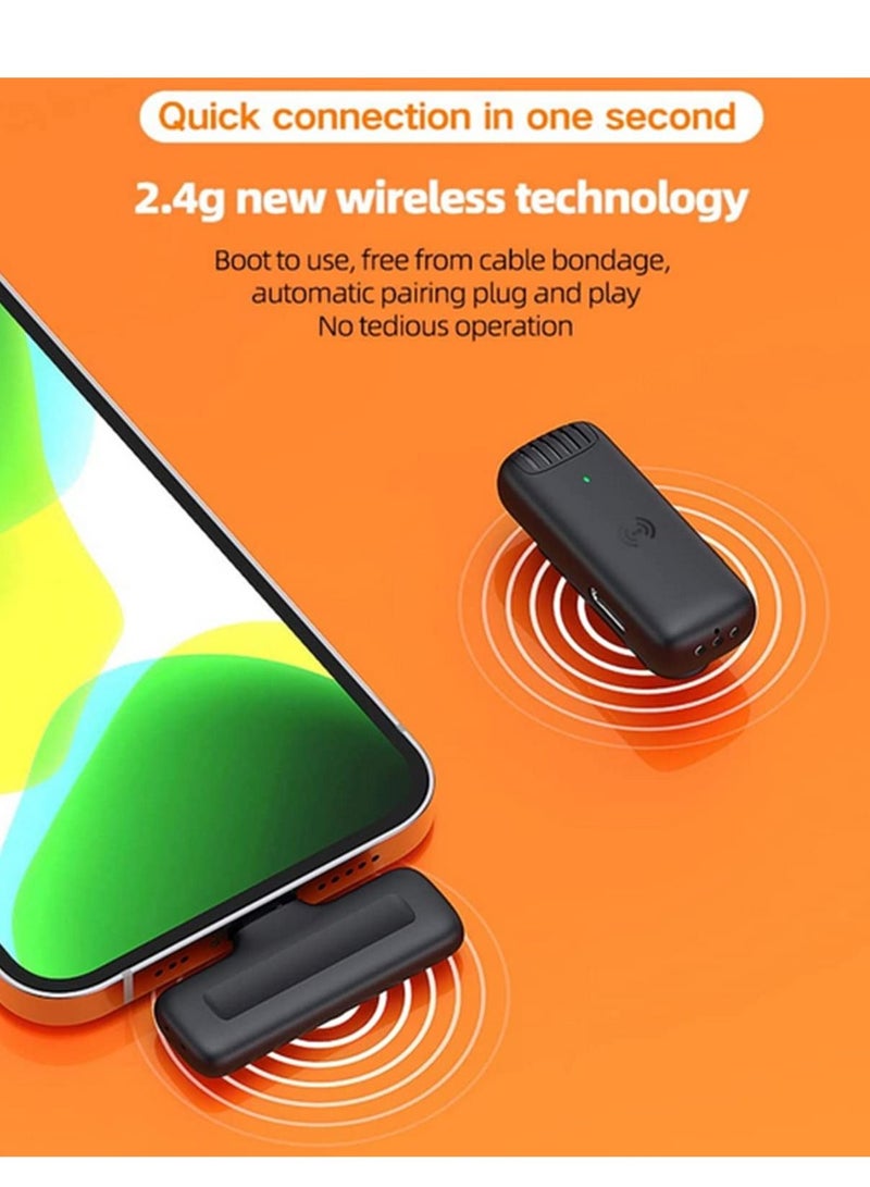 Type-C Wireless Lavalier Microphone with Charging Case Plug & Play 2.4G Lapel Mic for Live Stream Vlog Video Recording Clear Timbre/Auto Sync - Image 5