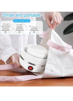 Generic Portable Folding Electric Kettle Fast Boiling Foldable Electric Kettle for Travel Food Grade Silicone Boil Dry Protection Kettle with Separable Power Cord for Hiking Camping and Indoor (White 0.6L)  - Image 2
