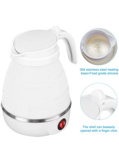 Generic Portable Folding Electric Kettle Fast Boiling Foldable Electric Kettle for Travel Food Grade Silicone Boil Dry Protection Kettle with Separable Power Cord for Hiking Camping and Indoor (White 0.6L)  - Image 4
