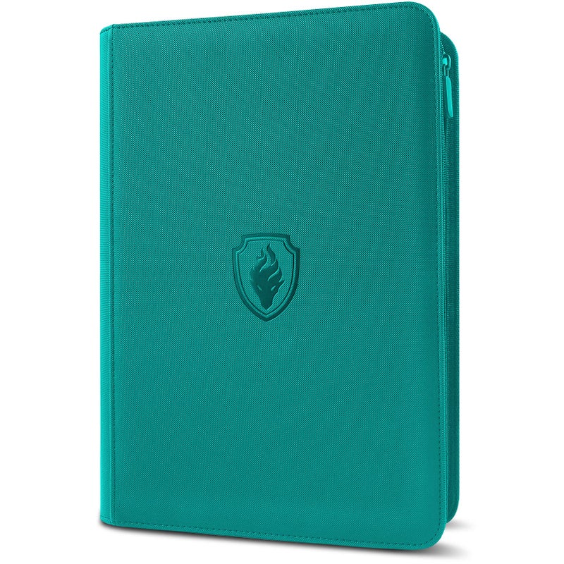 Fabmaker 9 Pocket Trading Card Binder -Zipper PU Cover Card Album, Sturdy 360 Loading Holder for MTG, TCG & Sports Cards - Turquoise - Image 1