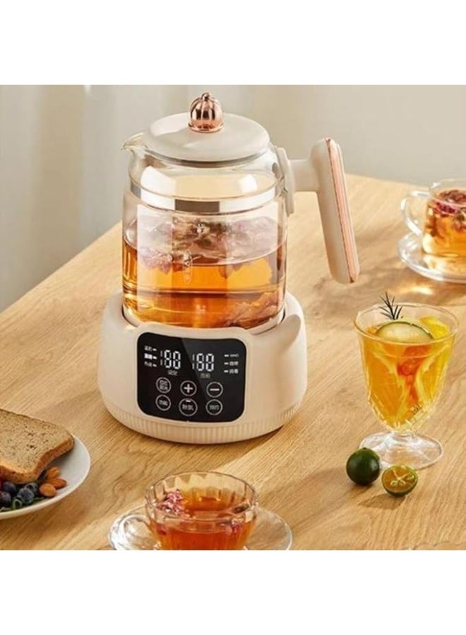Glass Electric Tea Kettle With Digital Display 1. 5 Liter Capacity Touch Screen Temperature Control Timer Function 800W Power Six Smart Programs Fast Heating Safe Boiling Modern Kitchen Use - Image 2