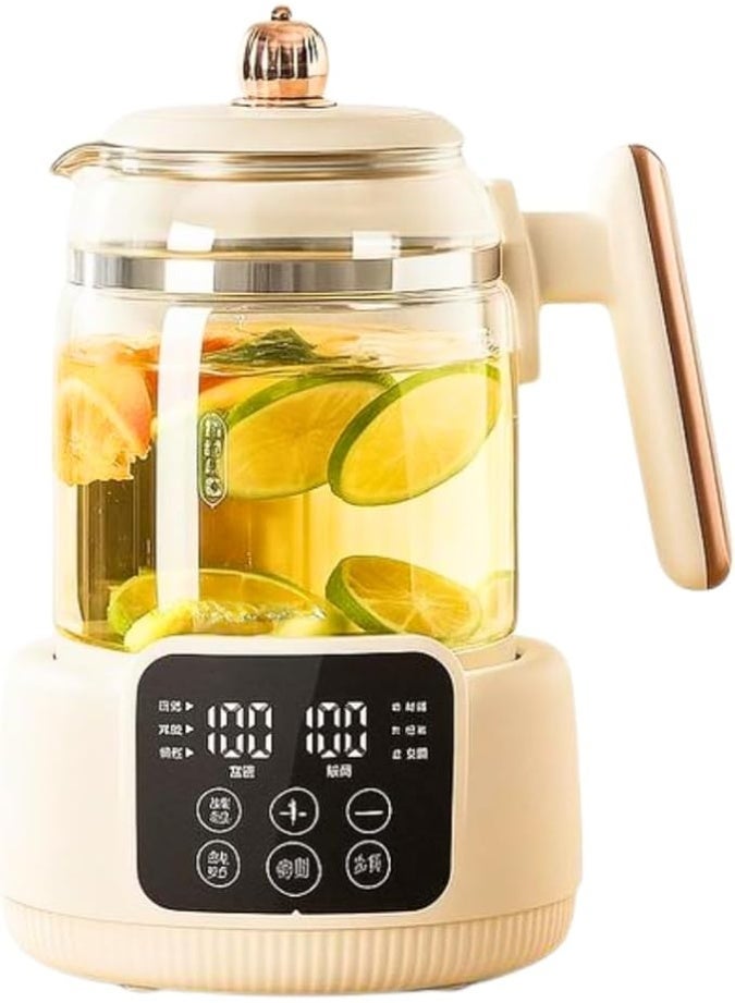 Glass Electric Tea Kettle With Digital Display 1. 5 Liter Capacity Touch Screen Temperature Control Timer Function 800W Power Six Smart Programs Fast Heating Safe Boiling Modern Kitchen Use - Image 1