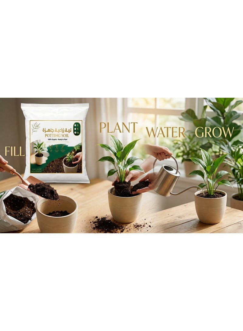 Premium Potting Soil 100% Organic Ready-to-Plant Growing Medium Nutrient Rich for Indoor & Outdoor Houseplants Flowers & Herbs - 10 L - Image 5