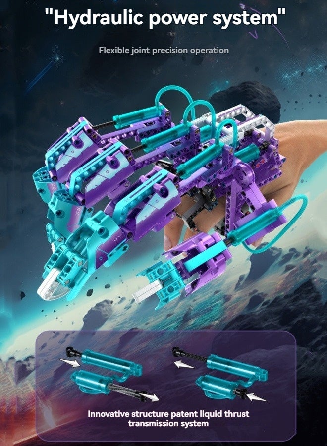 M MIAOYAN Hydraulic mechanical building blocks arm gloves building blocks boy plug-in assembly children's educational assembly toys  - Image 1
