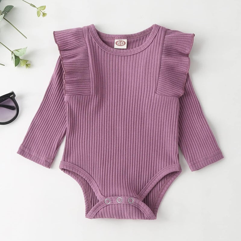 Fullfamous Infant Baby Girl Clothes Outfits,Fall Winter Onesie and Pant Set 9-12 months Purple - Image 4