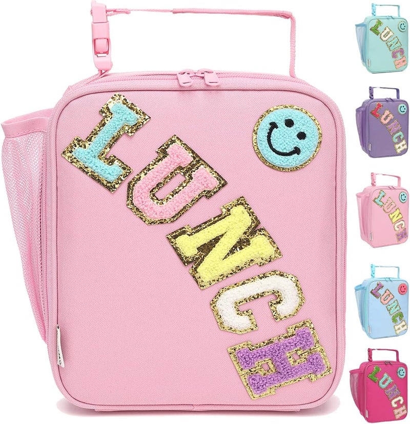 GYEUKHAM Insulated Lunch Bag for Women girl Teen large Insulated Lunch Bag,Kids Lunch Bag,Large Reusable Cute Cooler Bag for School Work Picnic,Pink Alphabet - Image 1