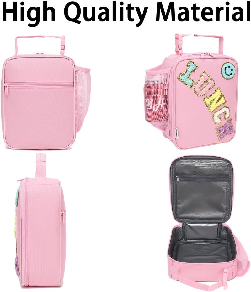 GYEUKHAM Insulated Lunch Bag for Women girl Teen large Insulated Lunch Bag,Kids Lunch Bag,Large Reusable Cute Cooler Bag for School Work Picnic,Pink Alphabet - Image 5