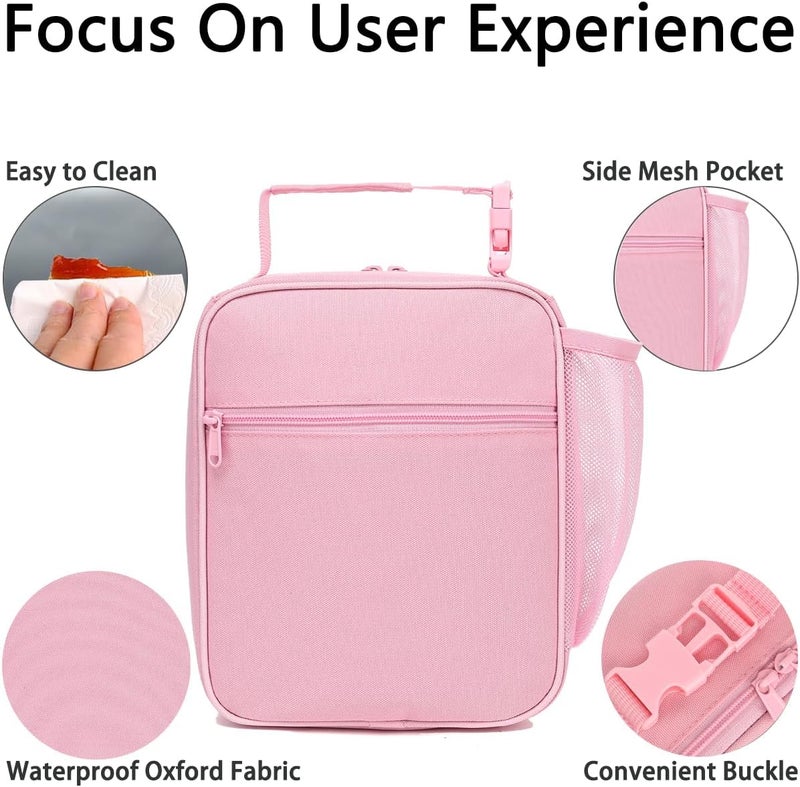 GYEUKHAM Insulated Lunch Bag for Women girl Teen large Insulated Lunch Bag,Kids Lunch Bag,Large Reusable Cute Cooler Bag for School Work Picnic,Pink Alphabet - Image 4
